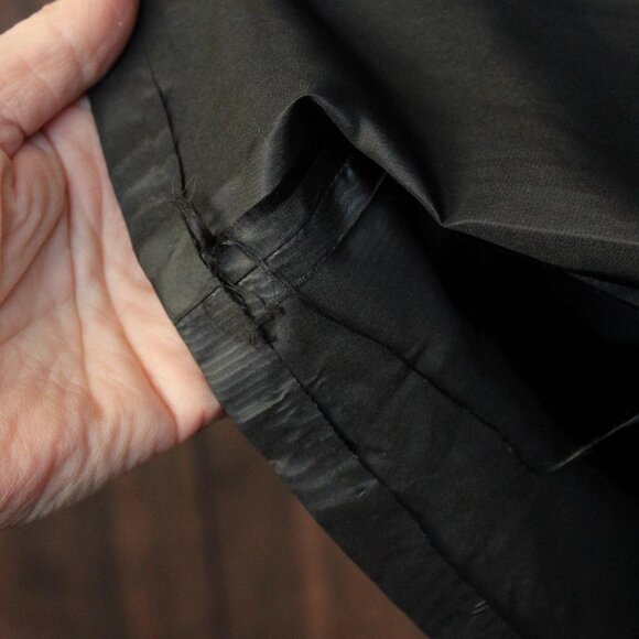 Vintage 1960s Dress, Black Taffeta Maxidress, Long Wiggle Moire, Sequin Trim - Picture 10 of 10